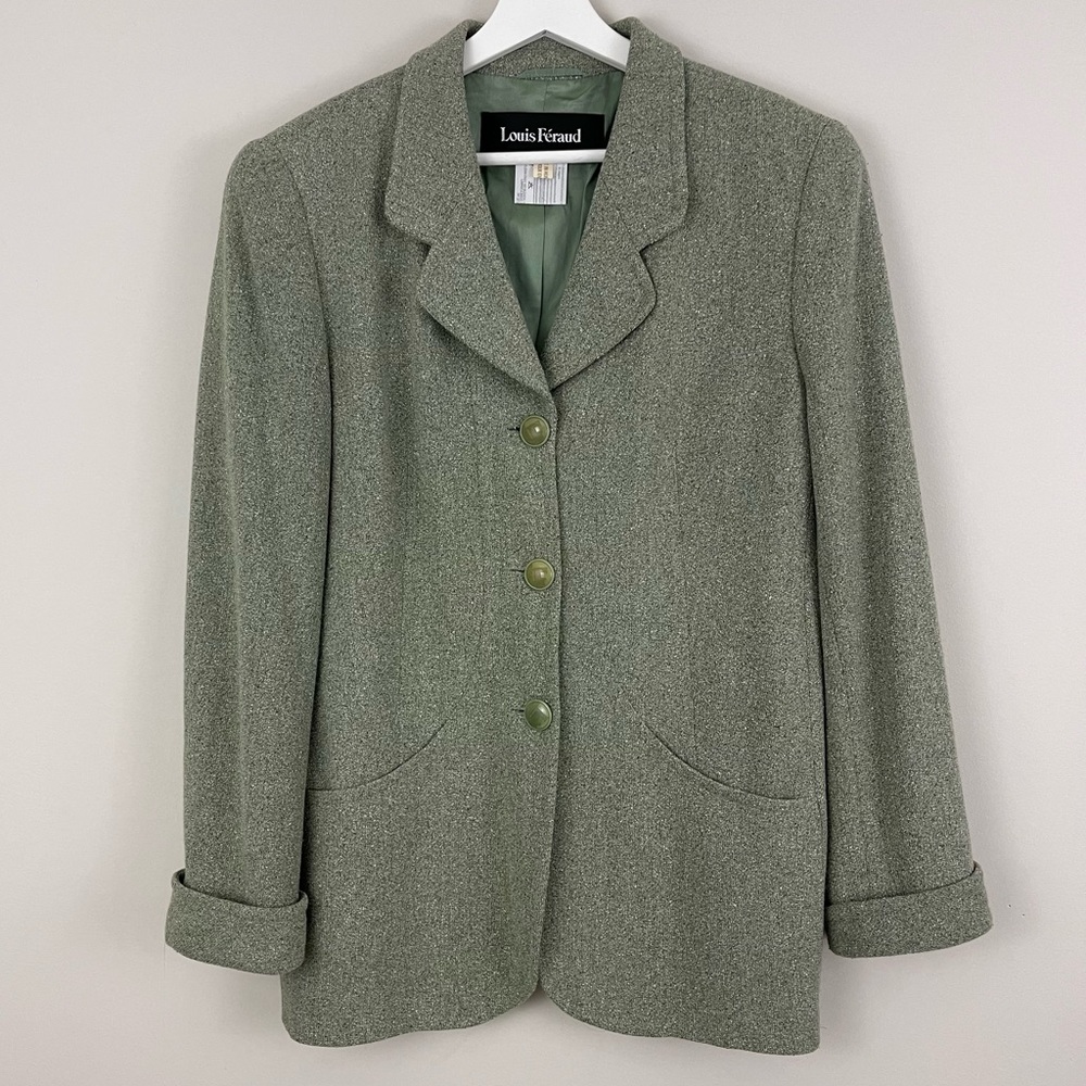 Vintage Louis Feraud Pale Green Wool Blend Blazer
